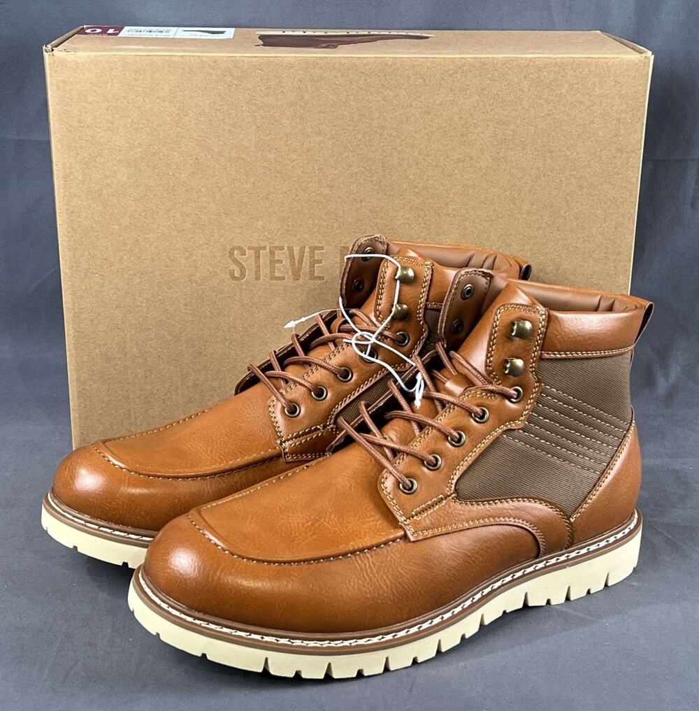 Steve Madden P-Bleeker Men Size 10 Cognac Chukka Boots OrthoLite Comfort NIB